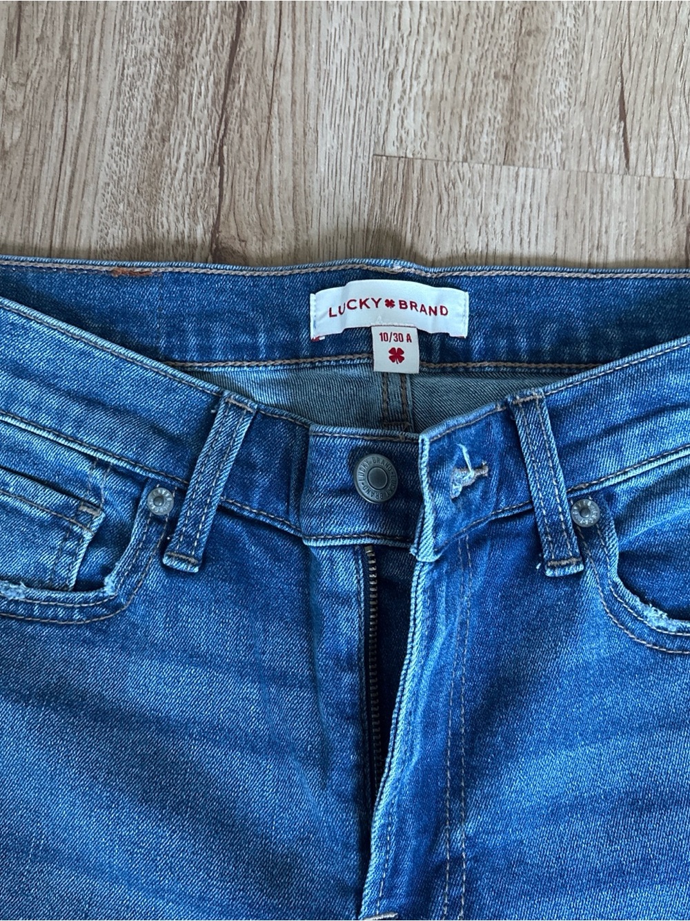 Lucky Brand Medium Blue Denim Jeans with Red Accent